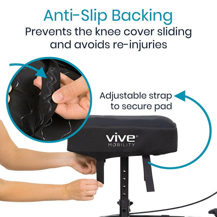 Anti-slip knee cover with adjustable strap to prevent sliding and re-injuries