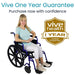 Vive wheelchair with a one-year guarantee, ensuring quality and confidence in your purchase for added peace of mind.