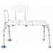 White adjustable bath bench with backrest on a white background