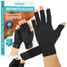 A pair of black Vive arthritis gloves infused with copper, designed for pain relief and enhanced blood flow. 