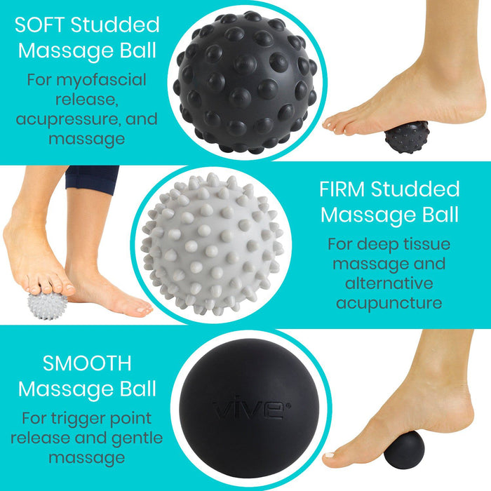 includes soft studded ball, firm studded ball, smooth massage ball