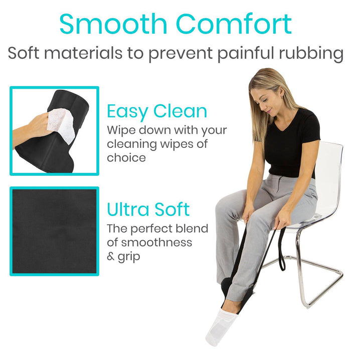soft material is easy to wipe clean and doesn't rub skin