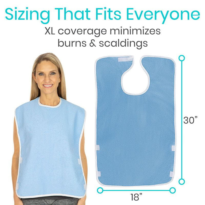 XL coverage minimizes burns and scalding from spills