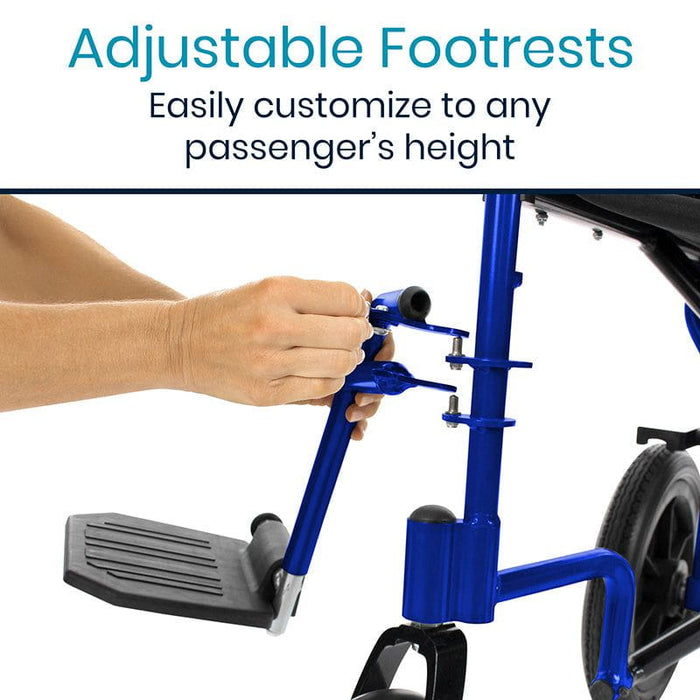 adjustable footrests easily customize to any passenger's height