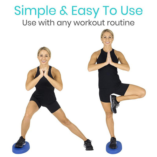Two women using an exercise balance board, demonstrating simple exercises for any workout routine.