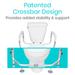 Vive safety toilet aid with patented crossbar design for added stability & support, shown on a toilet.