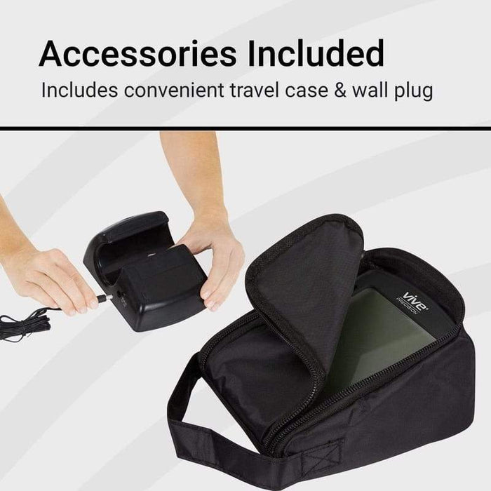 Accessories Included for convenient travel case and wall plug