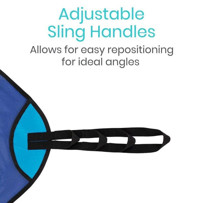 Adjustable sling handles. Allows for easy repositioning for ideal angles