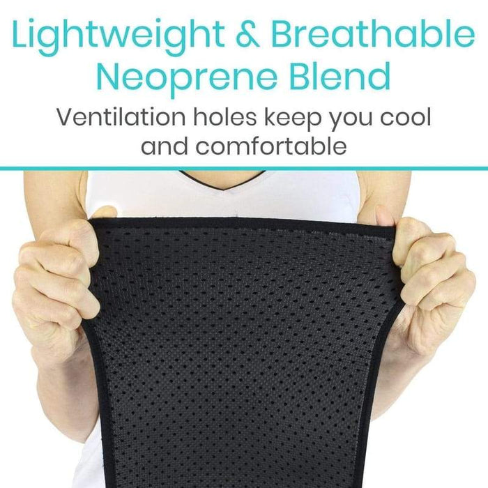 Lightweight and Breathable Neoprene Blend. Ventilation holes keep you cool and comfortable