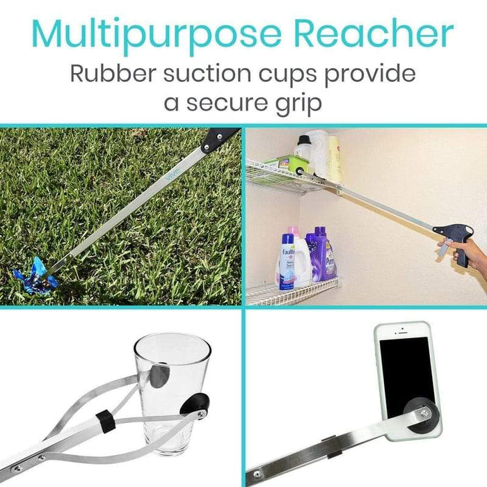 Multipurpose reacher. Rubber suction cups provide a secure grip