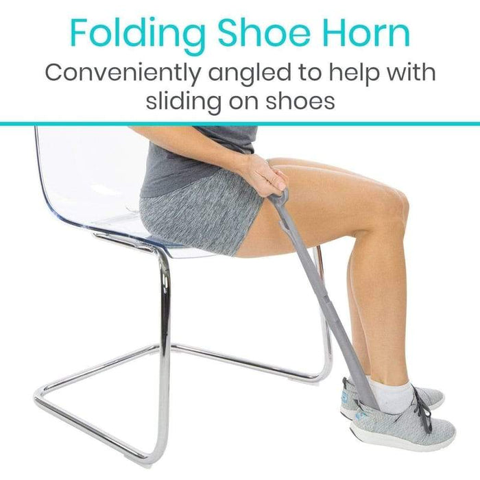 Folding Shoe Horn, Conveniently angled to help with sliding on shoes