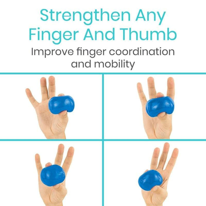 Strengthen any finger and thumb. Improve finger coordination and mobility