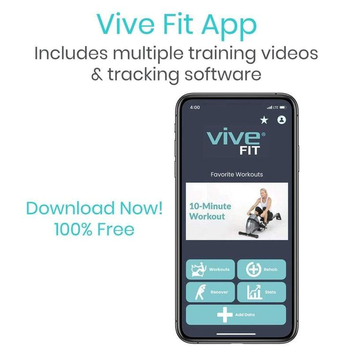 Download the free Vive Fit app to watch training videos and track your workouts. Includes multiple training videos and tracking software