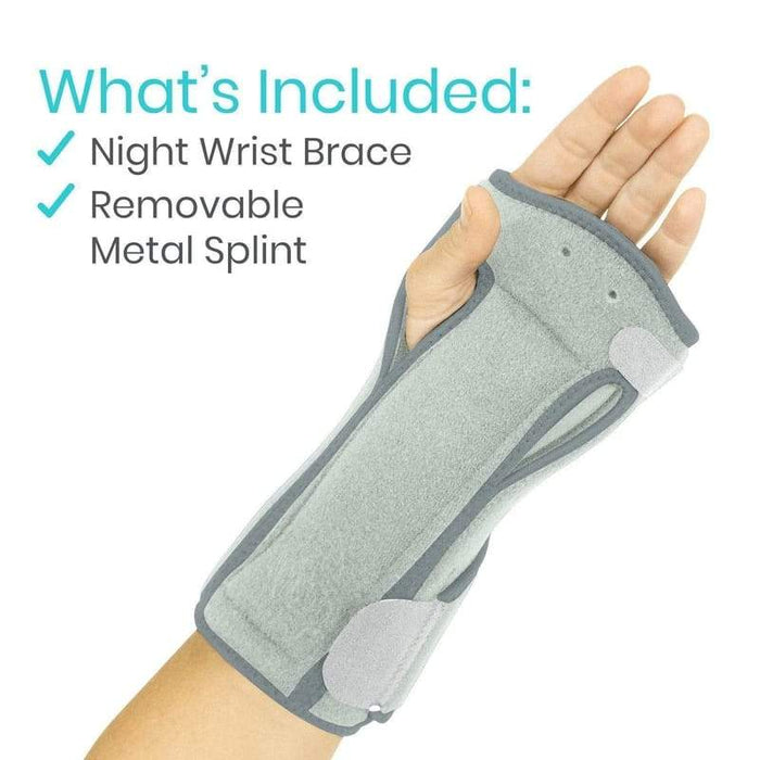 What's Included: Night Wrist Brace, Removable Metal Splint